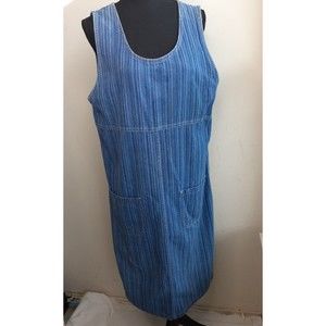 Jerico Sport Woman Sz L, Large  Plaid Denim Blue Jeans Sleeveless Dress Pullover